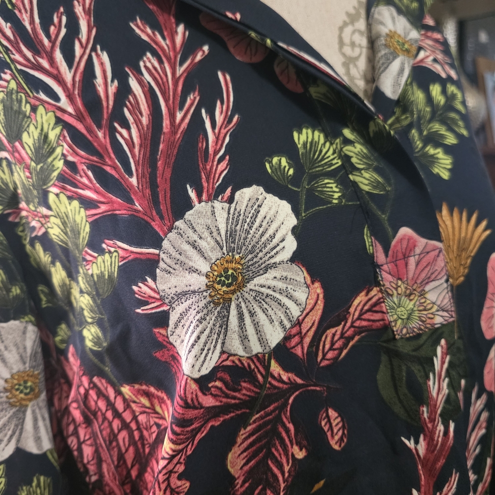 H&M Dark Moody Floral Pattern Long Sleeve Top - Picture 2 of 8